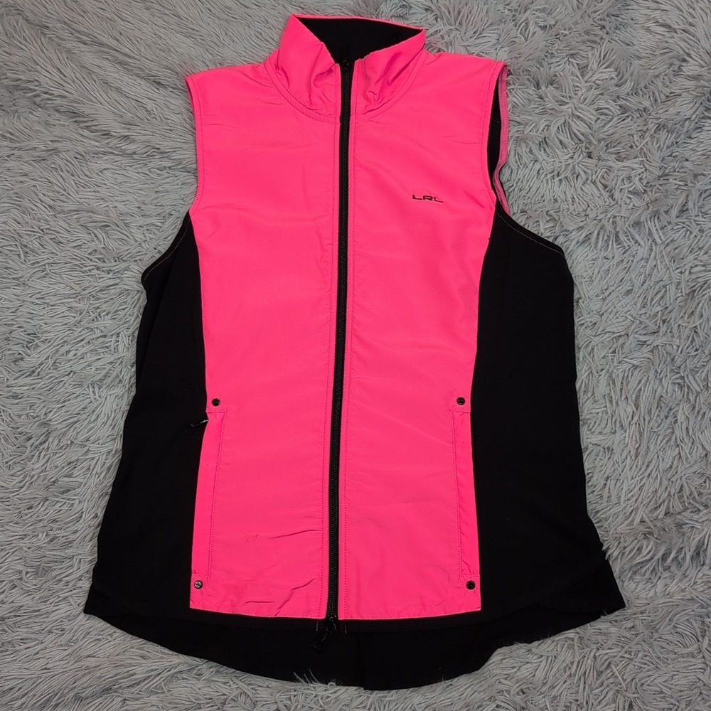 Lauren Ralph Lauren Vest‎ Womens M Pink Gorpcore Zip Up Pockets Athletic Active